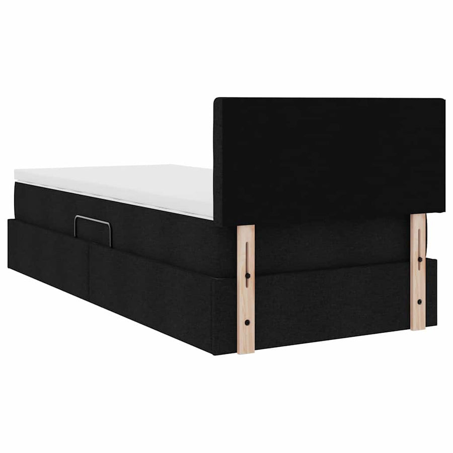 Opbergbed met matras met matras Zwart 100 x 200 cm Bewerkt hout