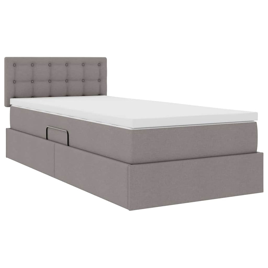 Opbergbed met matras met matras Taupe 100 x 200 cm Bewerkt hout