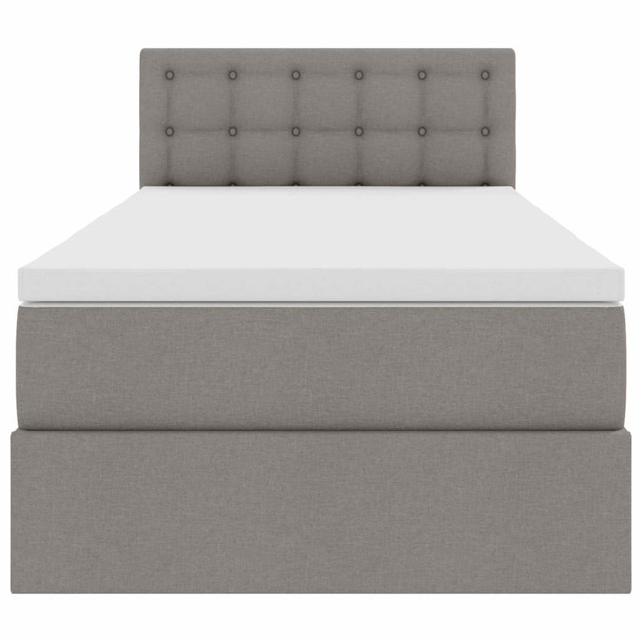 Opbergbed met matras met matras Taupe 100 x 200 cm Bewerkt hout