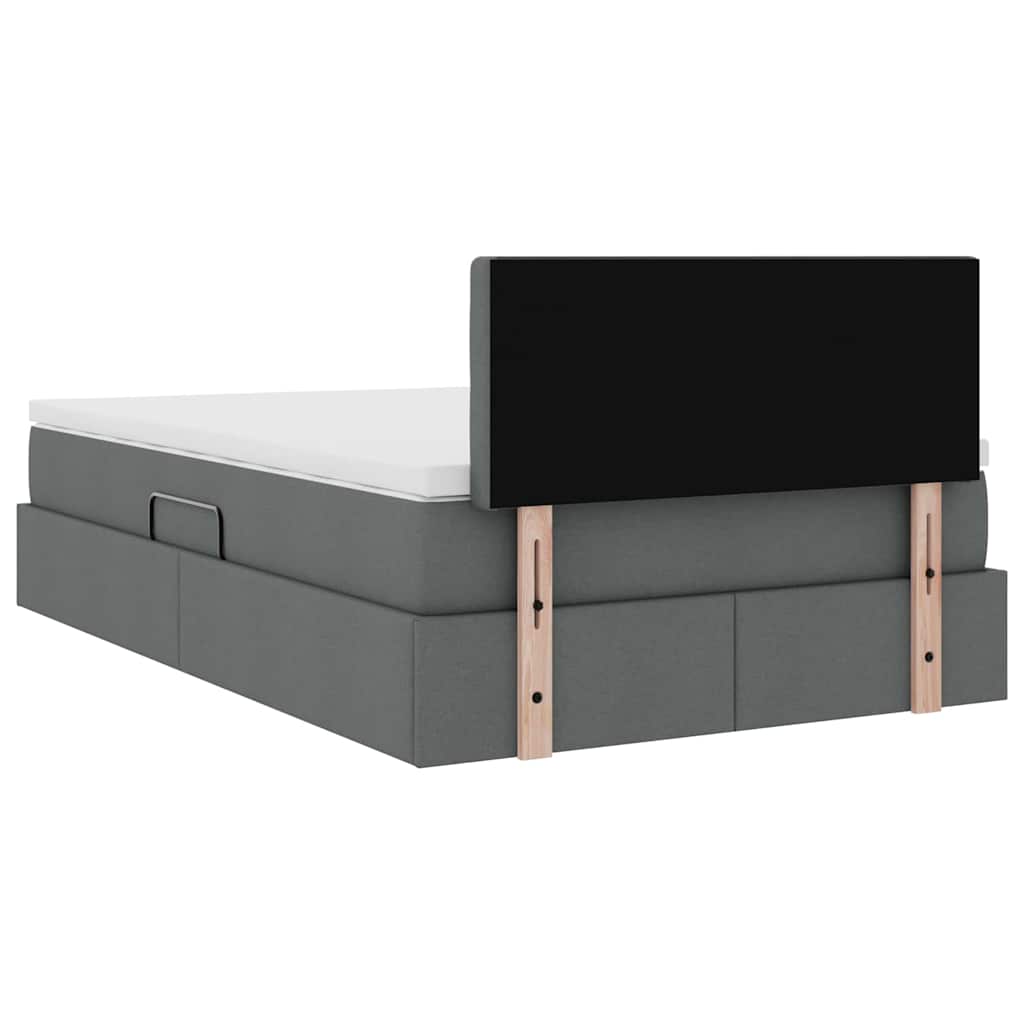 Opbergbed met matras Donkergrijs 120 x 190 cm Bewerkt hout