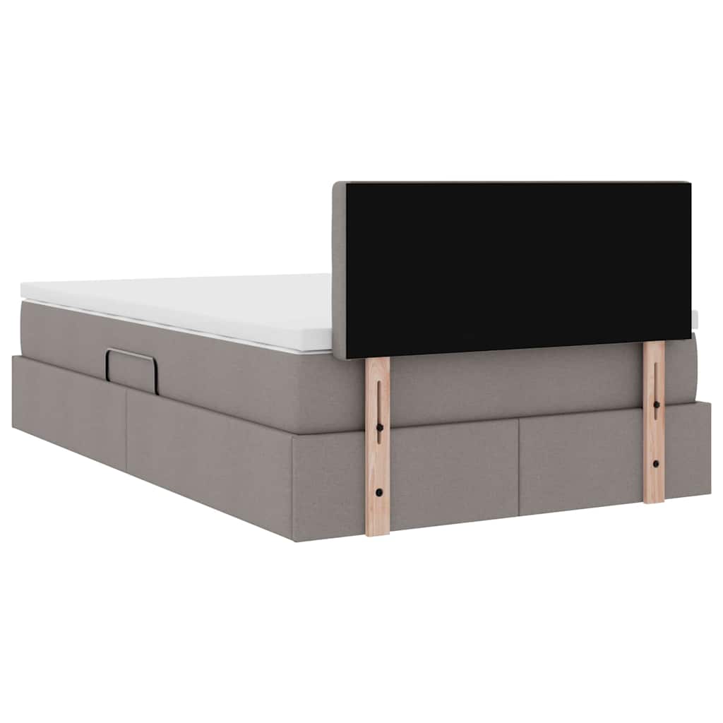 Opbergbed met matras met matras Taupe 120 x 190 cm Bewerkt hout
