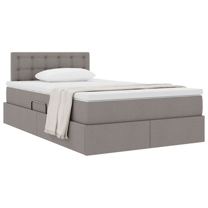 Opbergbed met matras met matras Taupe 120 x 190 cm Bewerkt hout