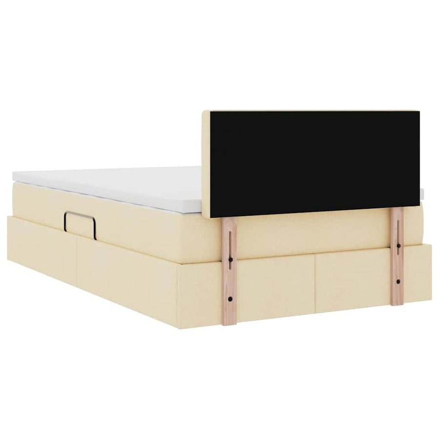 Opbergbed met matras met matras Crème 120 x 190 cm Bewerkt hout