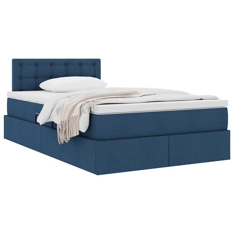Opbergbed met matras met matras Blauw 120 x 190 cm Bewerkt hout