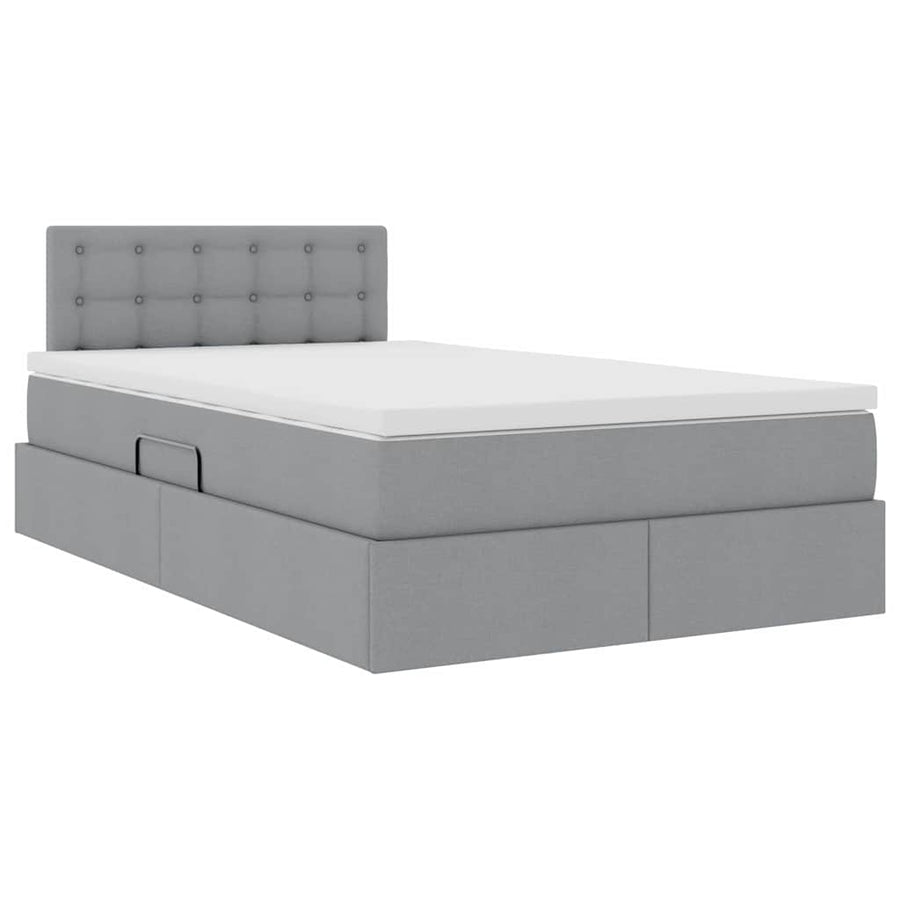 Opbergbed met matras Lichtgrijs 120 x 200 cm Bewerkt hout