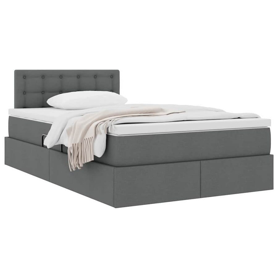 Opbergbed met matras Donkergrijs 120 x 200 cm Bewerkt hout