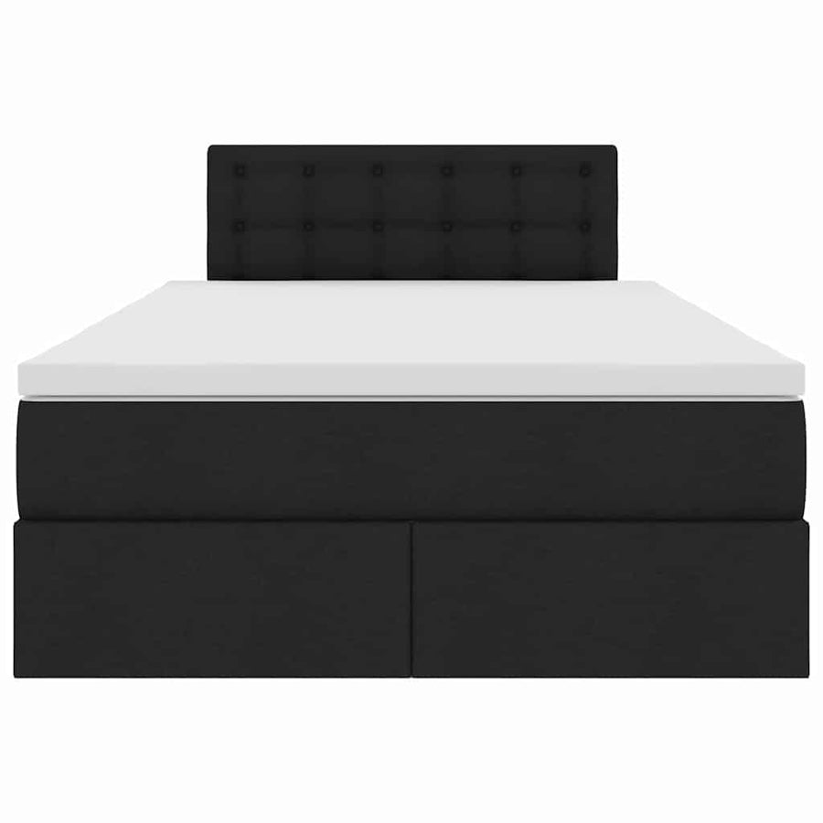 Opbergbed met matras met matras Zwart 120 x 200 cm Bewerkt hout