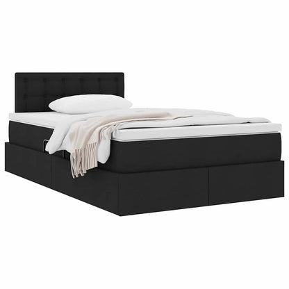Opbergbed met matras met matras Zwart 120 x 200 cm Bewerkt hout