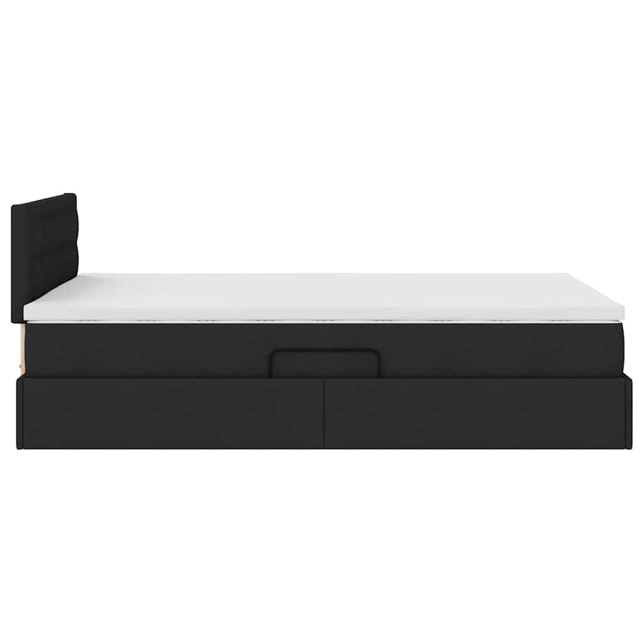 Opbergbed met matras met matras Zwart 120 x 200 cm Bewerkt hout