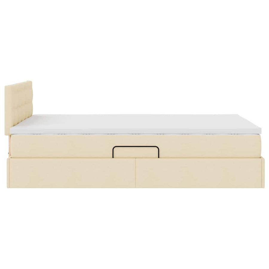 Opbergbed met matras met matras Crème 120 x 200 cm Bewerkt hout
