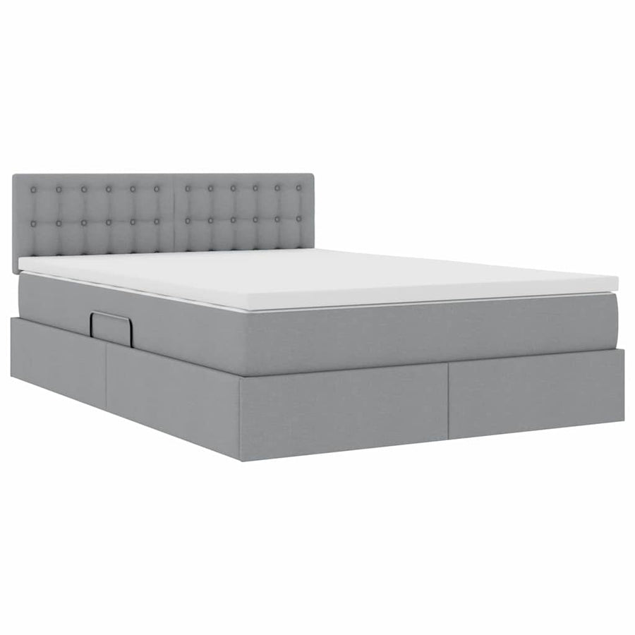 Opbergbed met matras Lichtgrijs 140 x 190 cm Bewerkt hout
