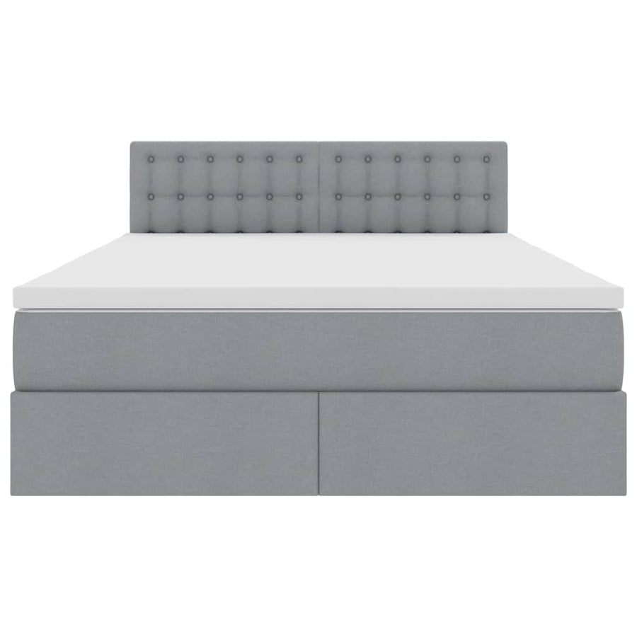 Opbergbed met matras Lichtgrijs 140 x 190 cm Bewerkt hout