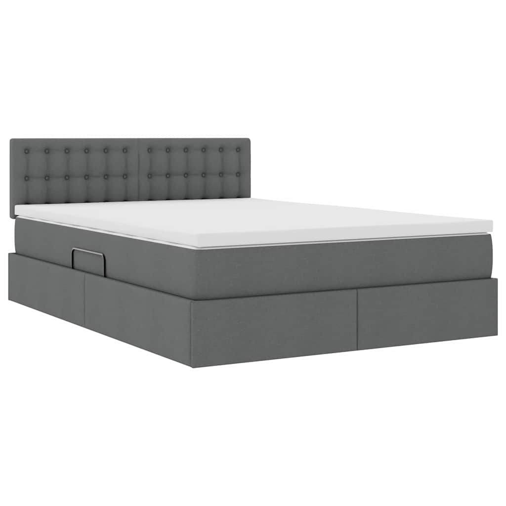 Opbergbed met matras Donkergrijs 140 x 190 cm Bewerkt hout