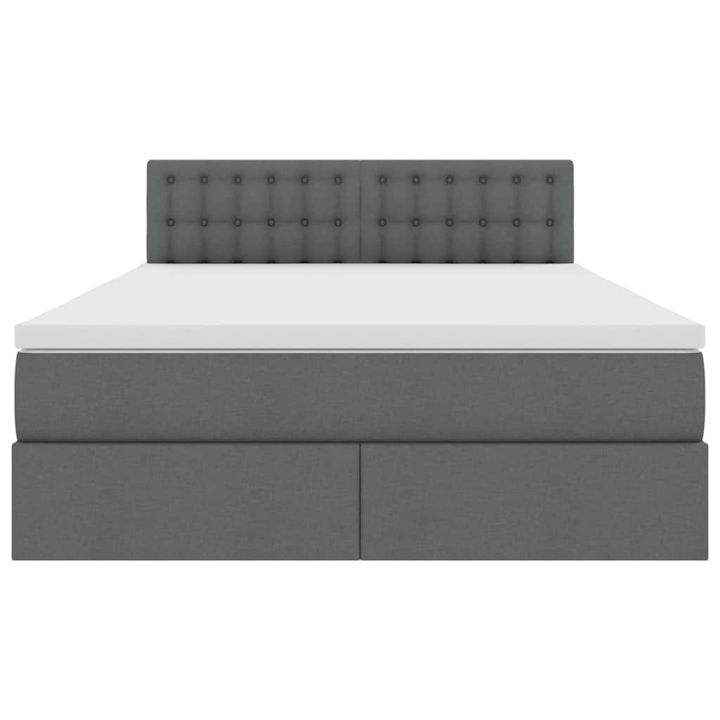 Opbergbed met matras Donkergrijs 140 x 190 cm Bewerkt hout