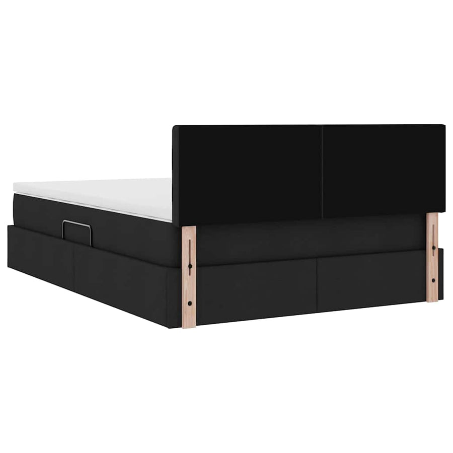 Opbergbed met matras met matras Zwart 140 x 190 cm Bewerkt hout