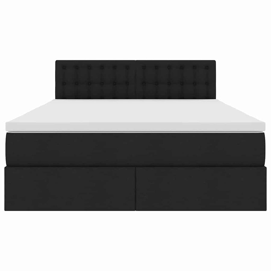 Opbergbed met matras met matras Zwart 140 x 190 cm Bewerkt hout