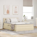 Opbergbed met matras met matras Crème 140 x 190 cm Bewerkt hout