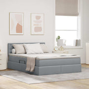 Opbergbed 140x200 cm lichtgrijs bewerkt hout