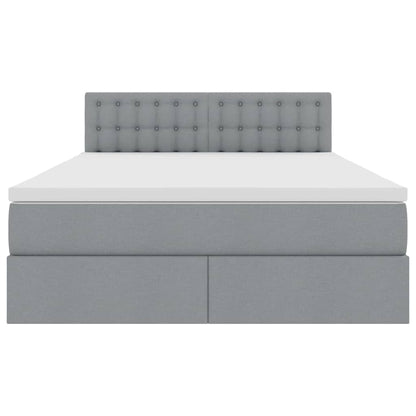 Opbergbed met matras Lichtgrijs 140 x 200 cm Bewerkt hout