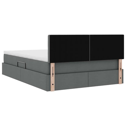 Opbergbed met matras Donkergrijs 140 x 200 cm Bewerkt hout