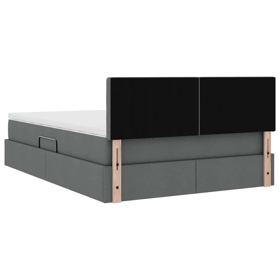 Opbergbed met matras Donkergrijs 140 x 200 cm Bewerkt hout