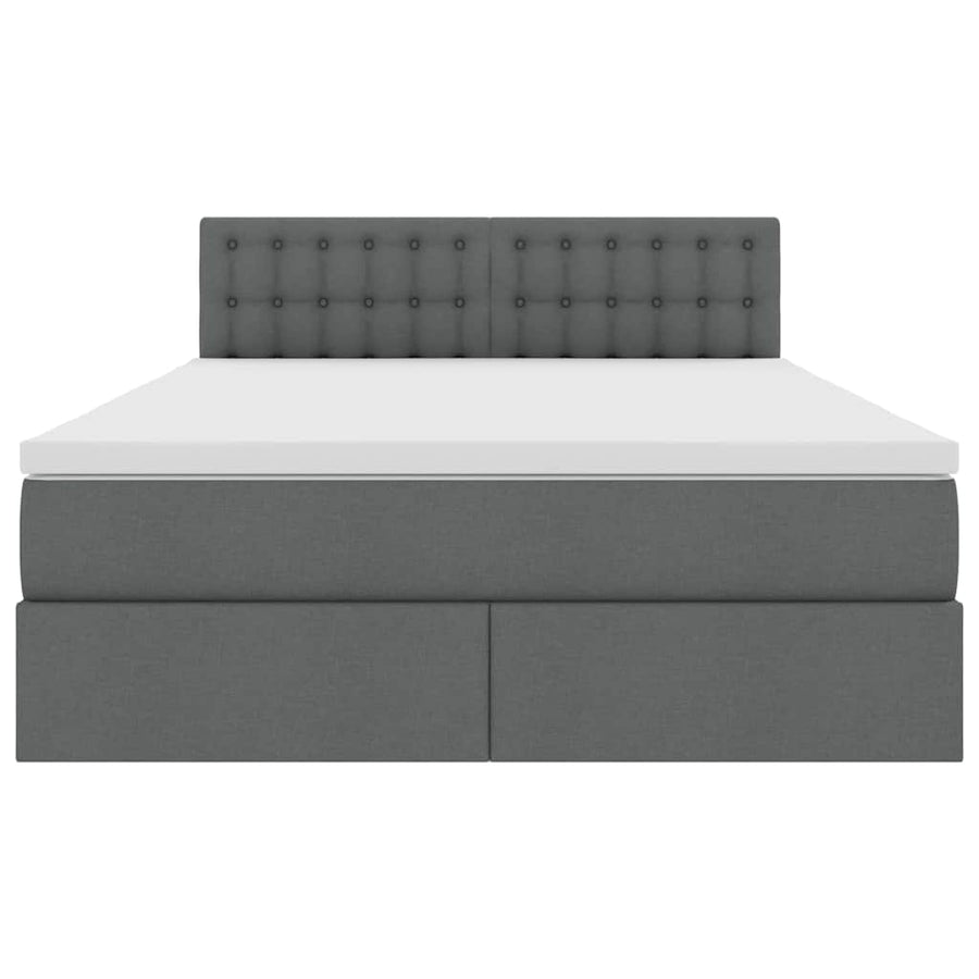 Opbergbed met matras Donkergrijs 140 x 200 cm Bewerkt hout