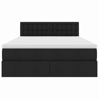 Opbergbed met matras met matras Zwart 140 x 200 cm Bewerkt hout