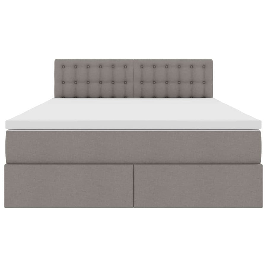 Opbergbed met matras met matras Taupe 140 x 200 cm Bewerkt hout