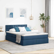 Opbergbed blauw 140x200 cm bewerkt hout