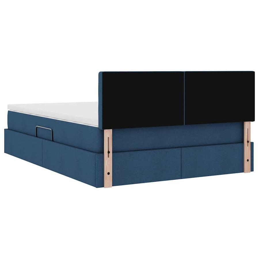 Opbergbed met matras met matras Blauw 140 x 200 cm Bewerkt hout