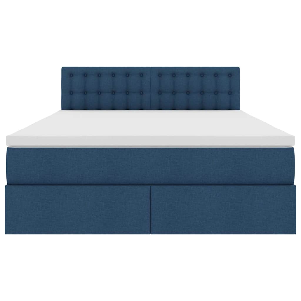 Opbergbed met matras met matras Blauw 140 x 200 cm Bewerkt hout