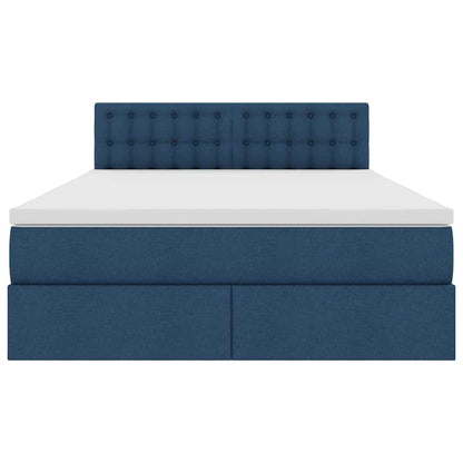 Opbergbed met matras met matras Blauw 140 x 200 cm Bewerkt hout