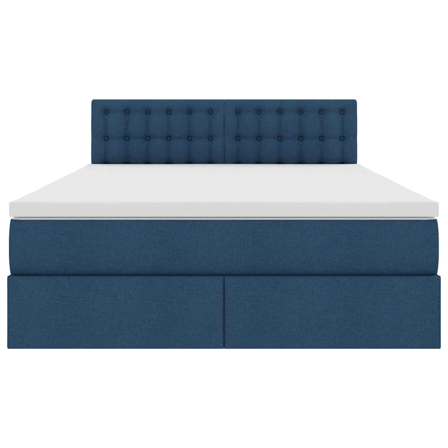 Opbergbed met matras met matras Blauw 140 x 200 cm Bewerkt hout