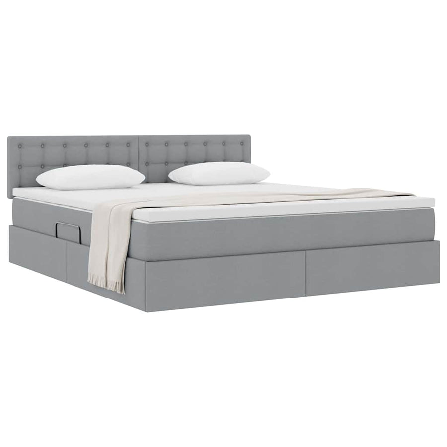 Opbergbed met matras Lichtgrijs 160 x 200 cm Bewerkt hout