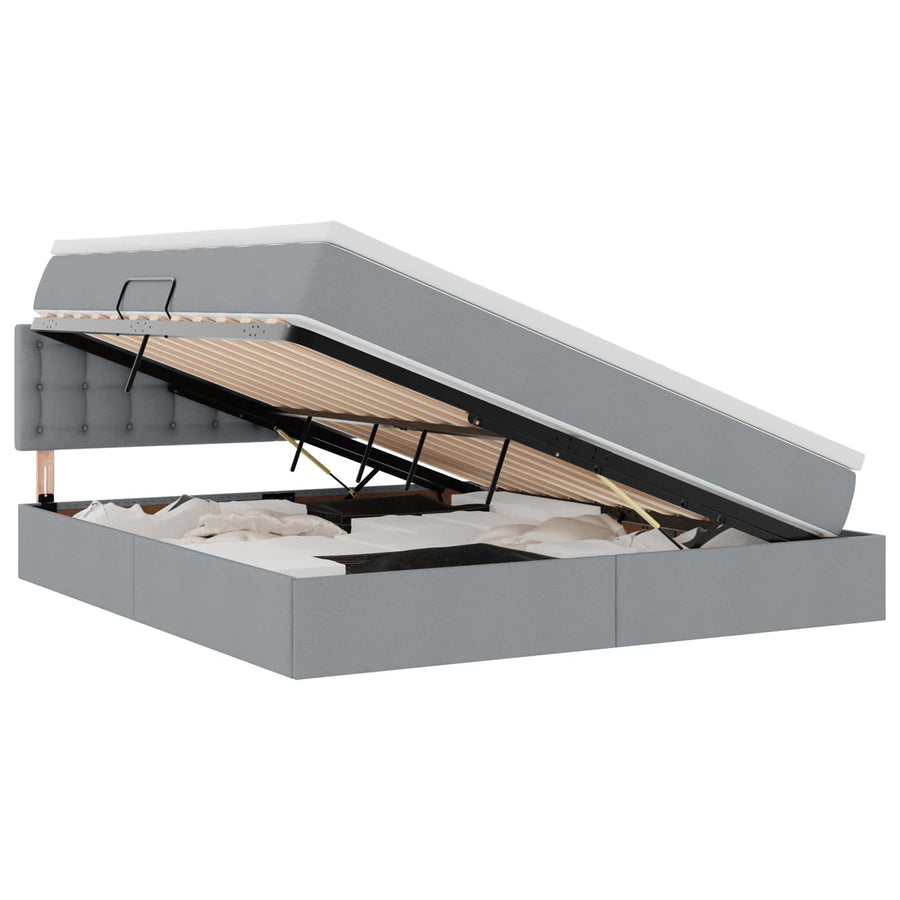 Opbergbed met matras Lichtgrijs 180 x 200 cm Bewerkt hout