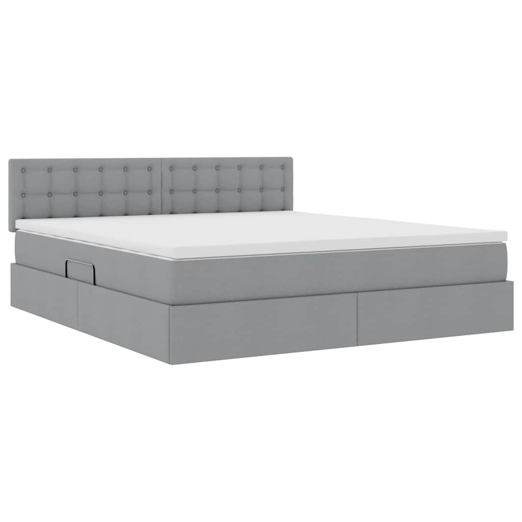 Opbergbed met matras Lichtgrijs 180 x 200 cm Bewerkt hout