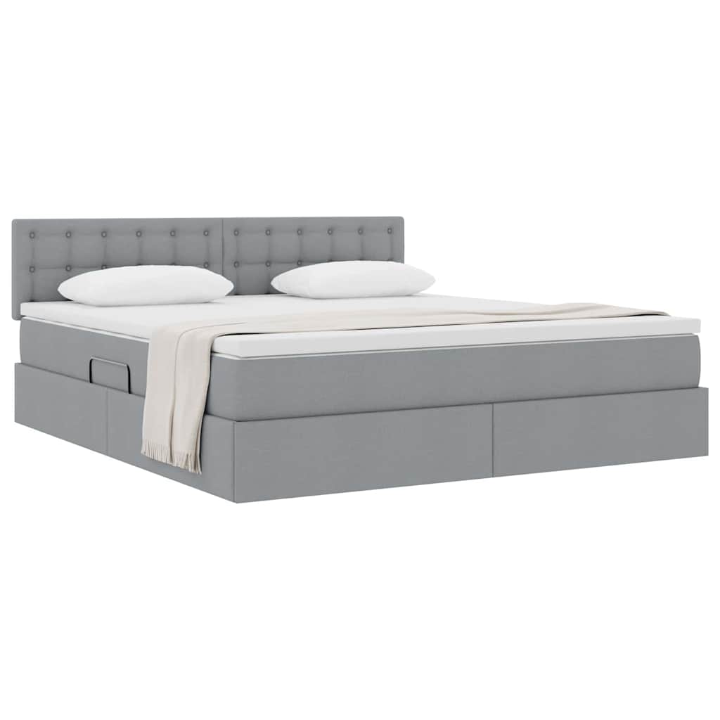 Opbergbed met matras Lichtgrijs 180 x 200 cm Bewerkt hout