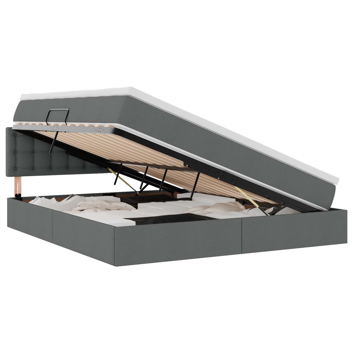 Opbergbed met matras Donkergrijs 180 x 200 cm Bewerkt hout