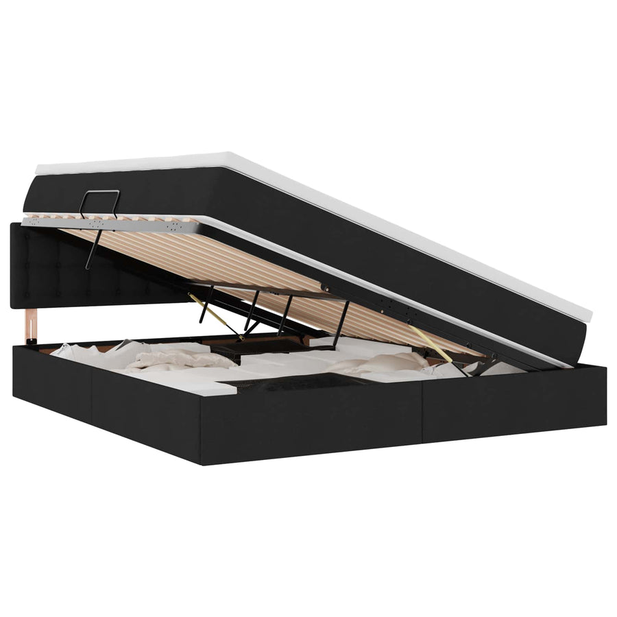Opbergbed met matras met matras Zwart 180 x 200 cm Bewerkt hout