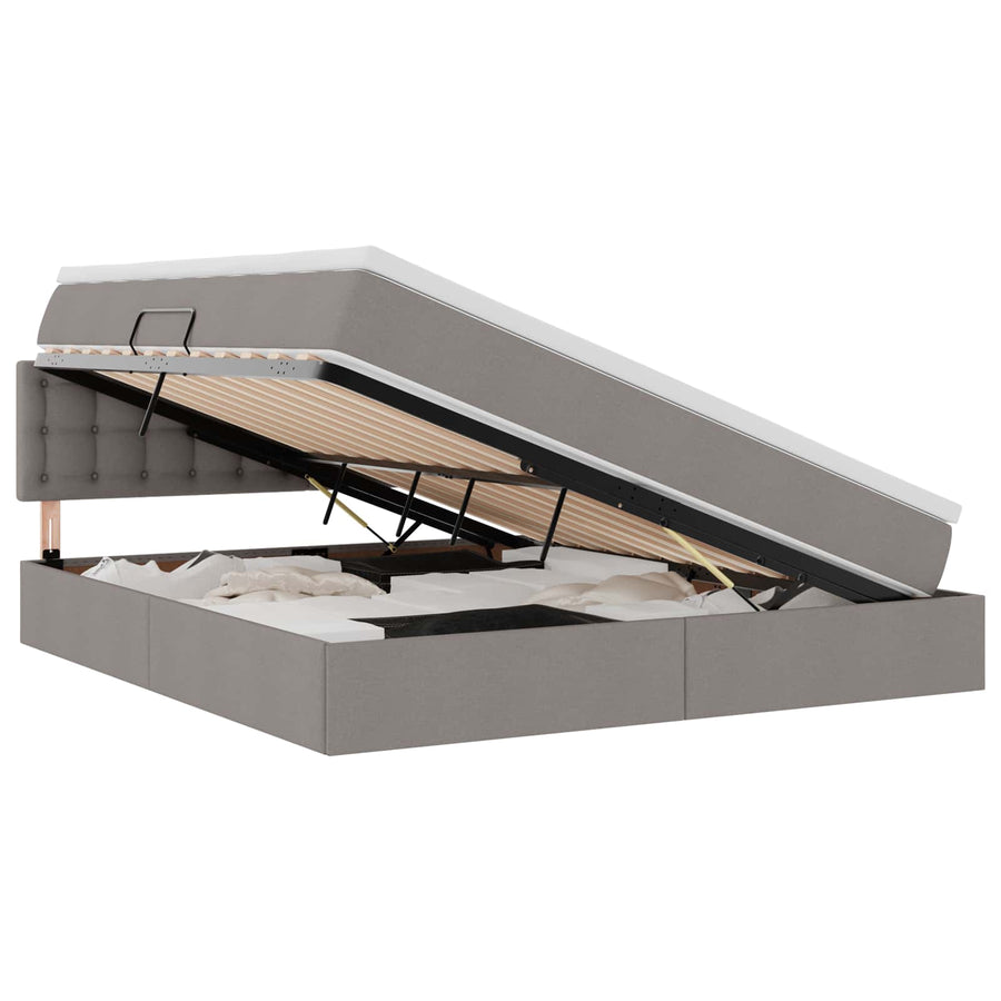 Opbergbed met matras met matras Taupe 180 x 200 cm Bewerkt hout