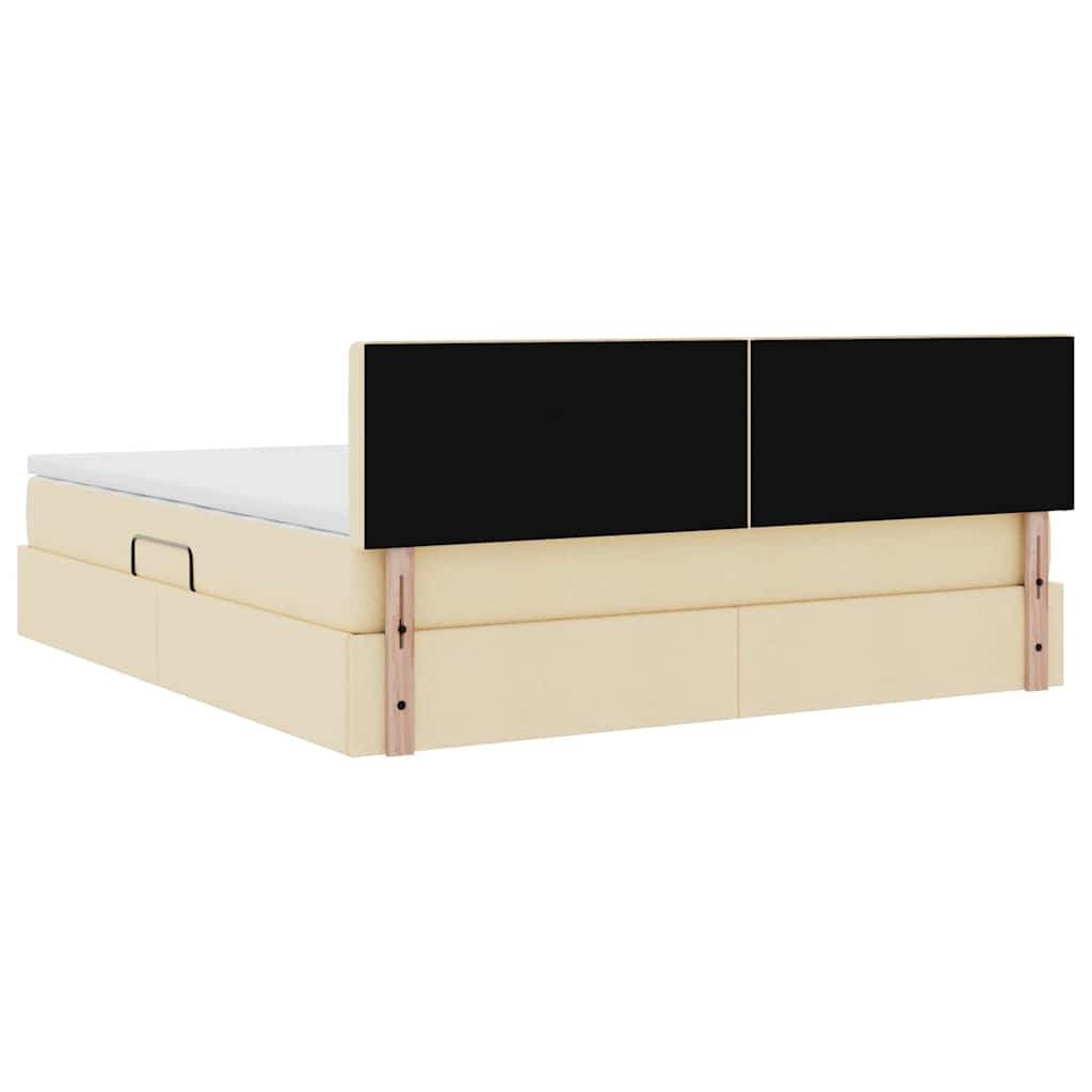 Opbergbed met matras met matras Crème 180 x 200 cm Bewerkt hout