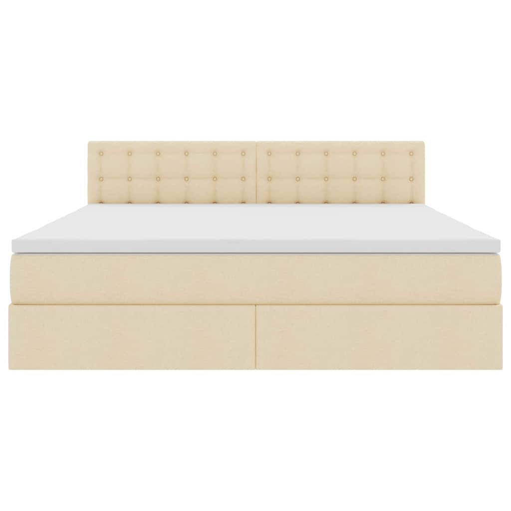 Opbergbed met matras met matras Crème 180 x 200 cm Bewerkt hout
