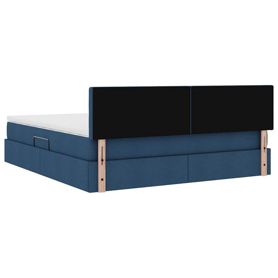 Opbergbed met matras met matras Blauw 180 x 200 cm Bewerkt hout