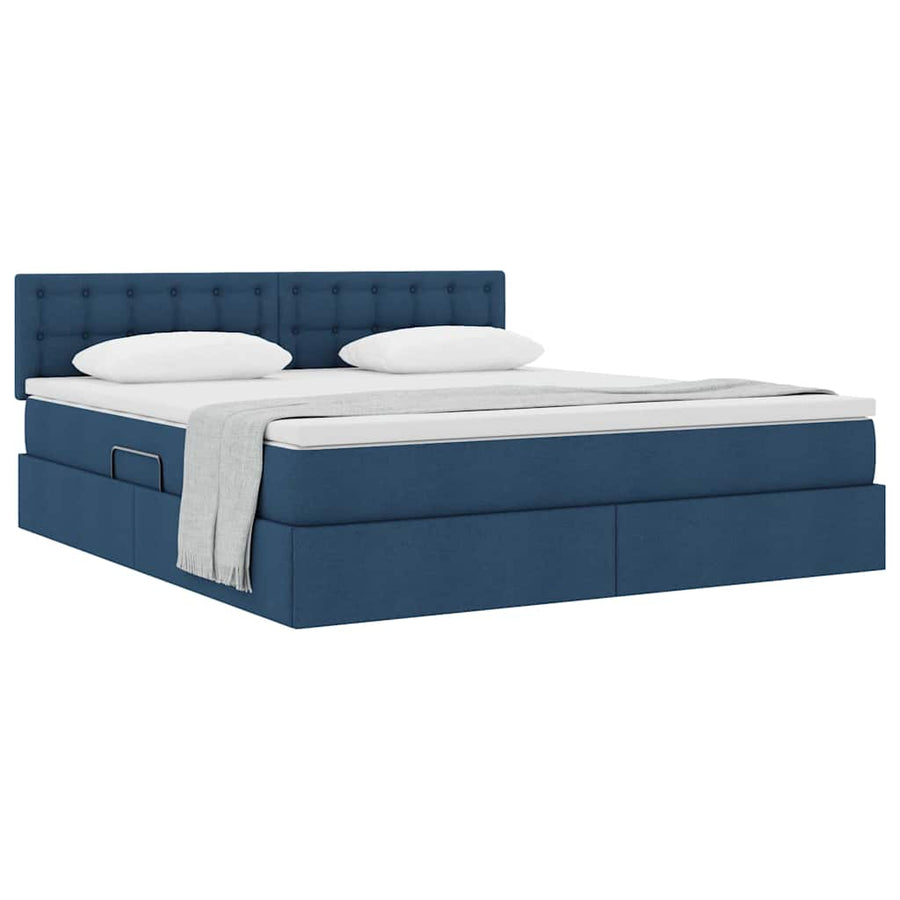 Opbergbed met matras met matras Blauw 180 x 200 cm Bewerkt hout