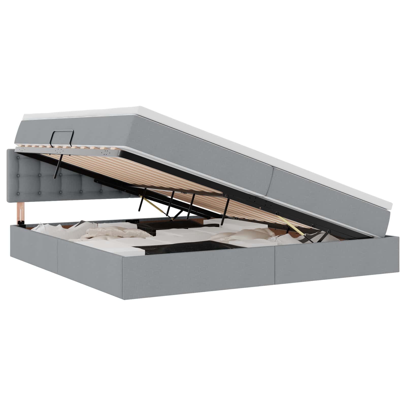 Opbergbed met matras Lichtgrijs 200 x 200 cm Bewerkt hout