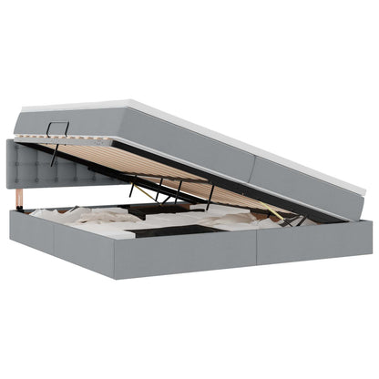 Opbergbed met matras Lichtgrijs 200 x 200 cm Bewerkt hout