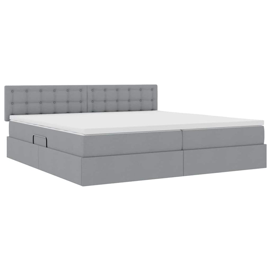 Opbergbed met matras Lichtgrijs 200 x 200 cm Bewerkt hout