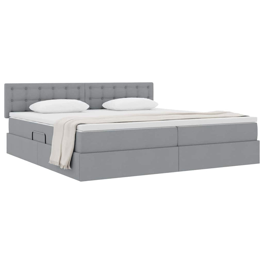 Opbergbed met matras Lichtgrijs 200 x 200 cm Bewerkt hout