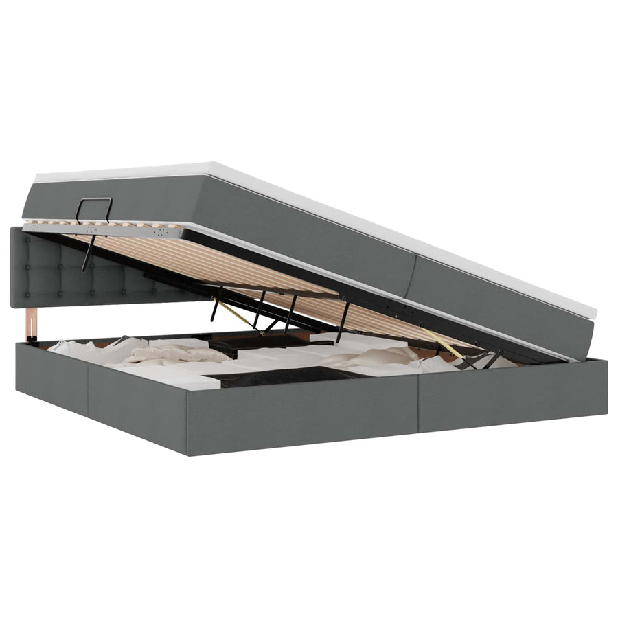 Opbergbed met matras Donkergrijs 200 x 200 cm Bewerkt hout