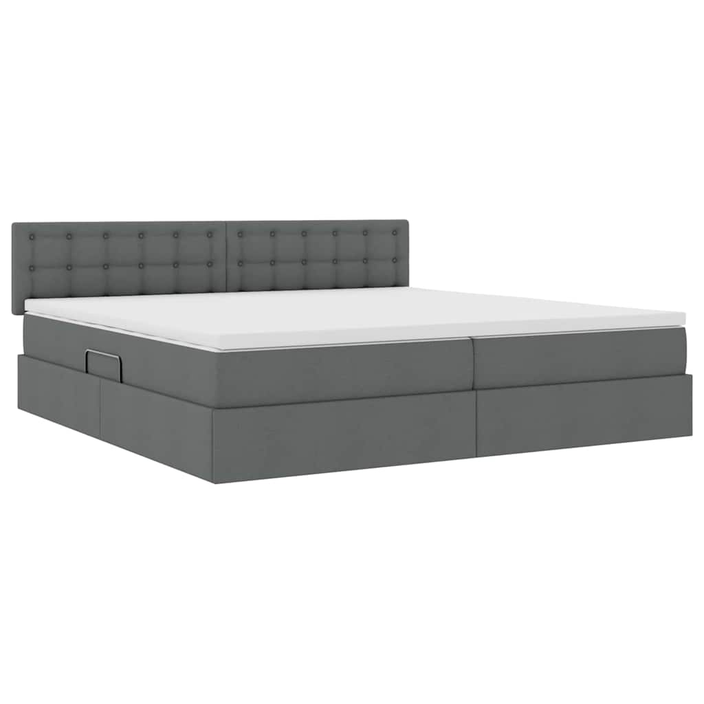 Opbergbed met matras Donkergrijs 200 x 200 cm Bewerkt hout